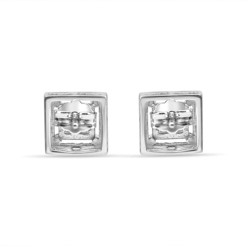 Zarkan 925 Silver Zircon Square Root Earrings Studs