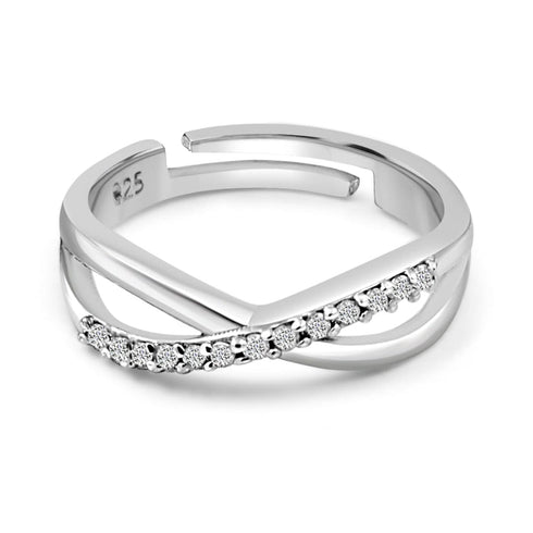 Zarkan 925 Silver American Diamond X Men Ring For Men