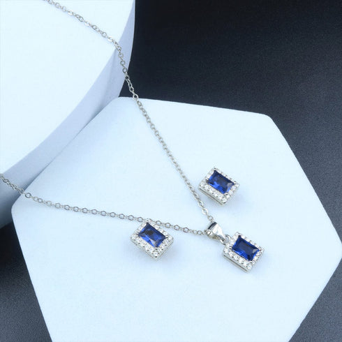 Zarkan Blue Treasure Box Silver Jewelry Set