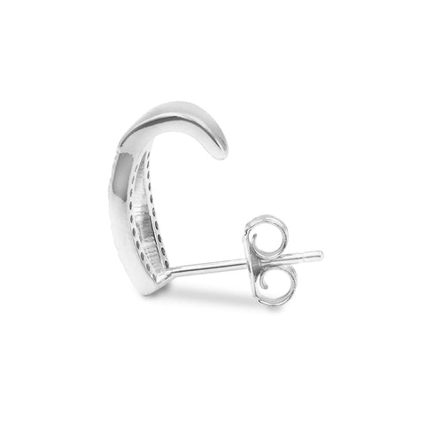 Zarkan Drop Heart Semi Hoop Silver Earrings