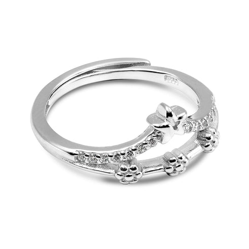 Zarkan Floral Star Crown Pure 925 Silver Ring