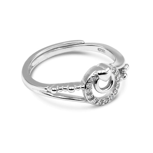 Zarkan Heart Double Loop Pure Silver Ring