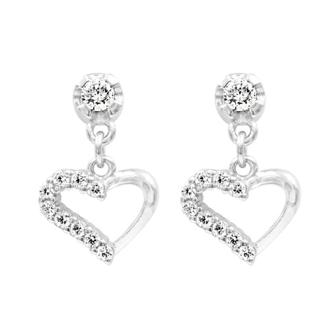 Zarkan Signature Love Silver Drop Studs