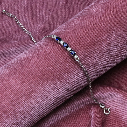 Zarkan Bold Blue Linear Silver Bracelet