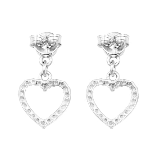 Zarkan Love Heart Silver Drop Studs