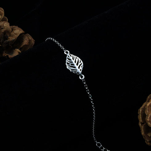 Zarkan Leaf Cut Linear Silver Bracelet