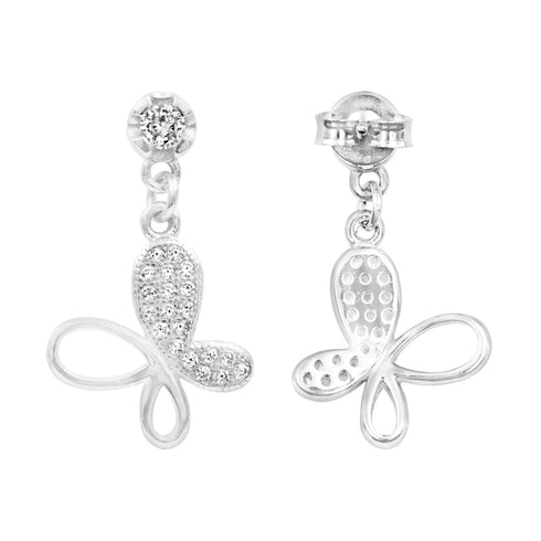 Zarkan Buttetfly Silver Drop Studs