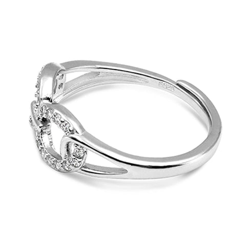 Zarkan Double Link Zircon Silver Ring
