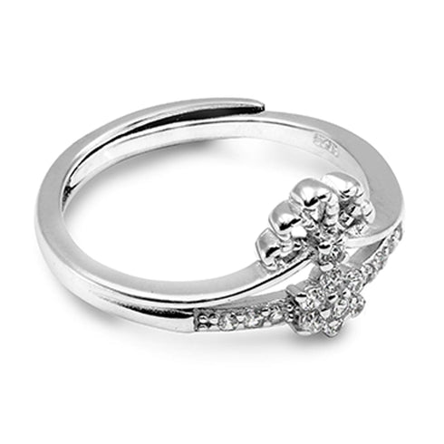 Zarkan Crafted Floral Minimal Pure Silver Ring