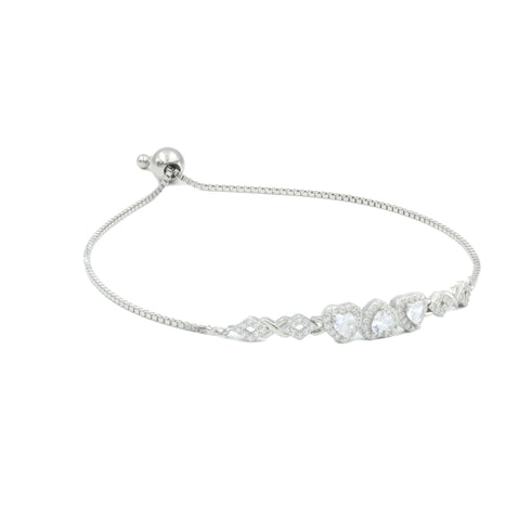 Zarkan Elegant Silver Love Heart Bracelet