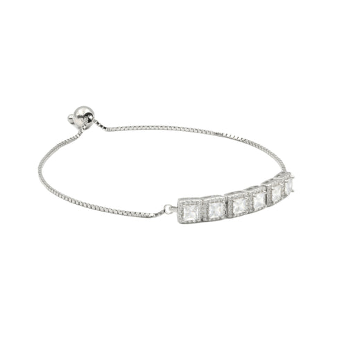 Zarkan Pair Square Zircon Silver Bracelet