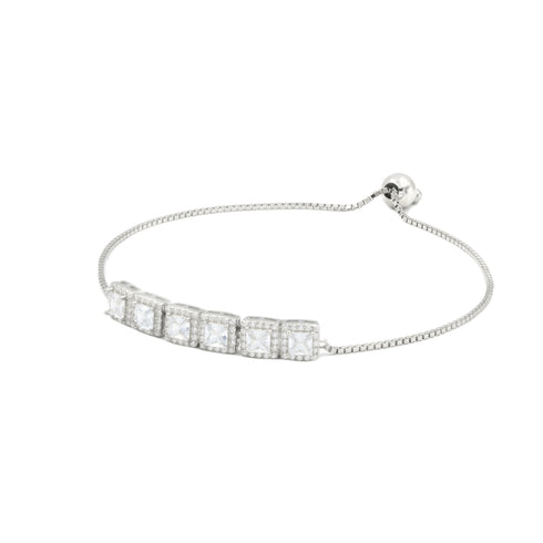 Zarkan Pair Square Zircon Silver Bracelet