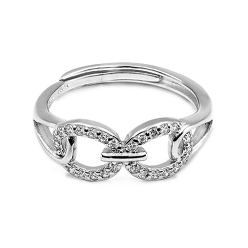 Zarkan Double Link Zircon Silver Ring