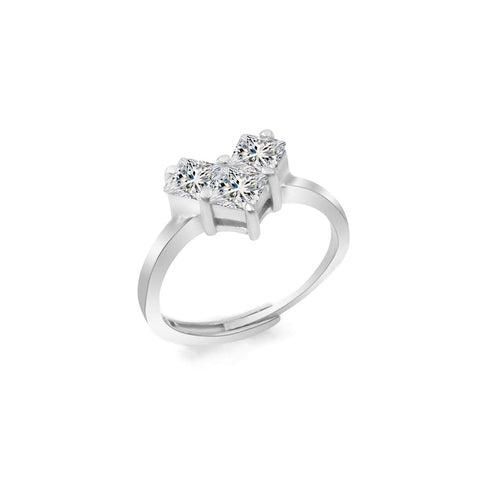 Zarkan Triple Beau Heart shape Silver Ring