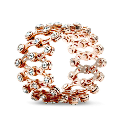 Zarkan Rose Gold Studded Supple Convertible Bracelet & Ring (RING Kada)