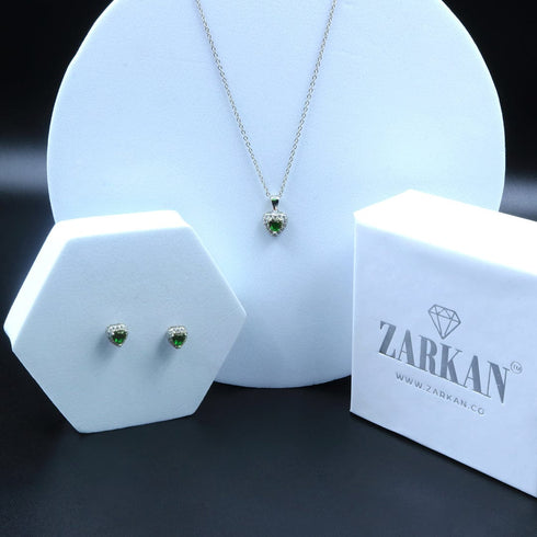 Zarkan The Lover's Gift Green Silver Jewelry Set