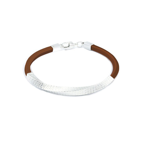 Zarkan Forever Knot Brown Silver Bracelet