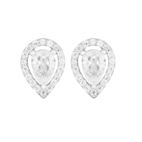 Zarkan Water Drop Silver Studs