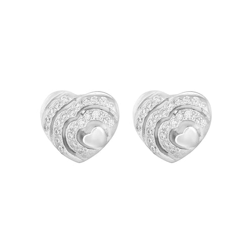 Zarkan Love Heart Wave Silver Studs