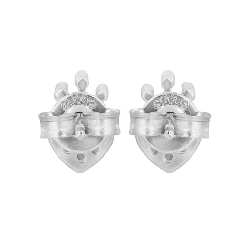 Zarkan Crown Heart Silver Studs