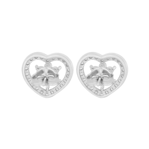 Zarkan Floral Heart Zircon Silver Studs