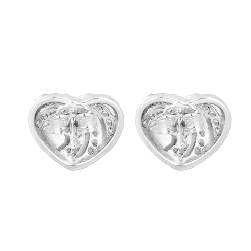 Zarkan Love Heart Wave Silver Studs