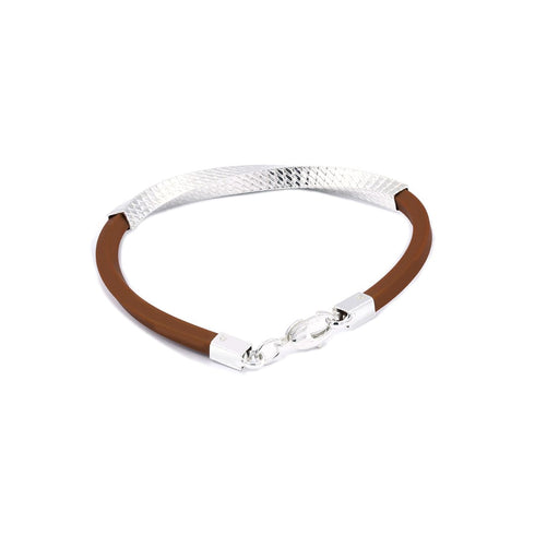 Zarkan Forever Knot Brown Silver Bracelet