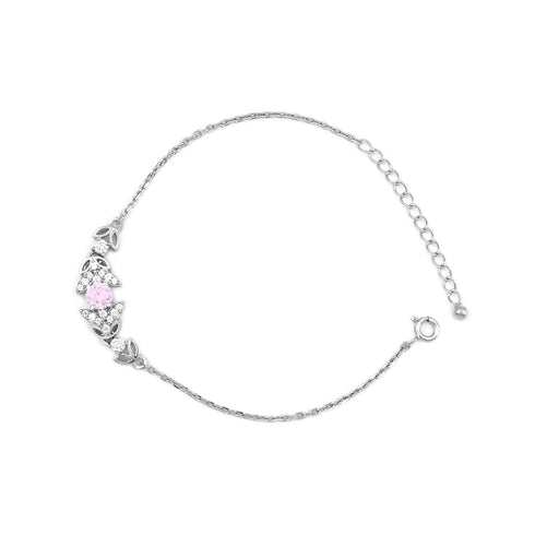 Zarkan Pink Bits of Bloom Silver Bracelet