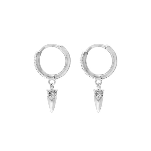 Zarkan Bullet Style Hoop Pure Silver Earing