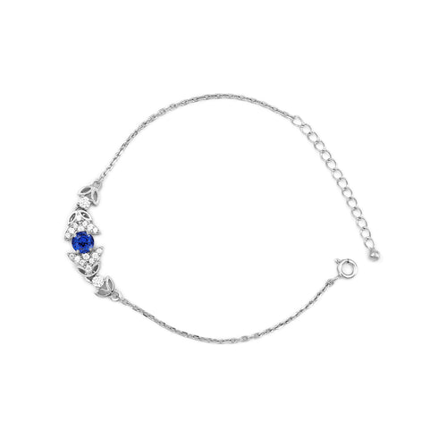 Zarkan Bold Blue Bits of Bloom Silver Bracelet