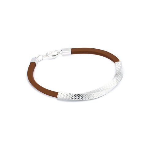 Zarkan Forever Knot Brown Silver Bracelet