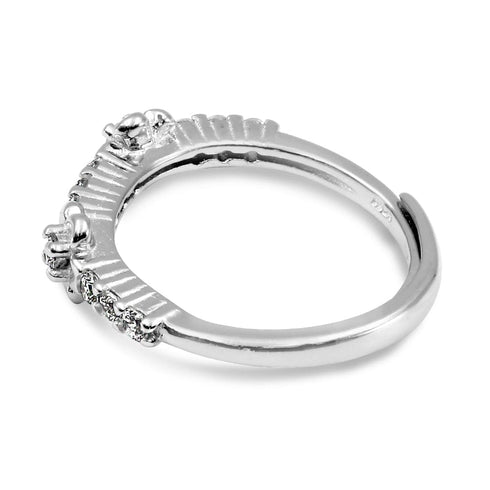 Zarkan Silver Zircon Flower Blossom Ring