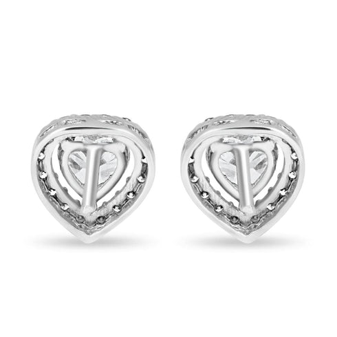 Zarkan Zircon Heart Cute Silver Studs