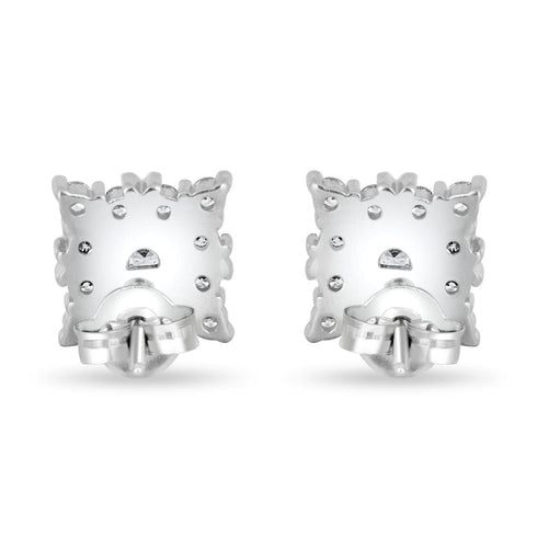 Zarkan Floral Square Silver Studs