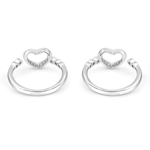 Zarkan Locked Heart Silver Toe Rings