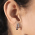 Zarkan Drop Heart Semi Hoop Silver Earrings