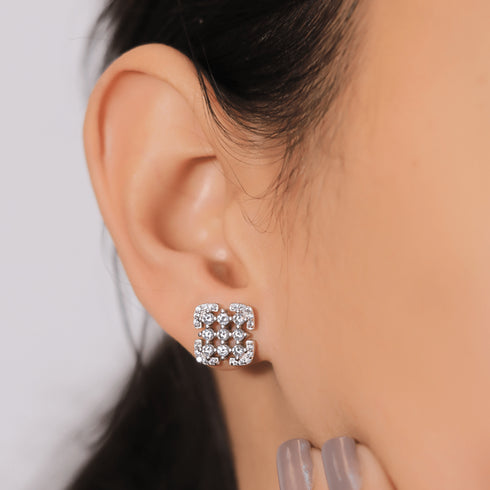 Zarkan Winner Dice Style Silver Studs