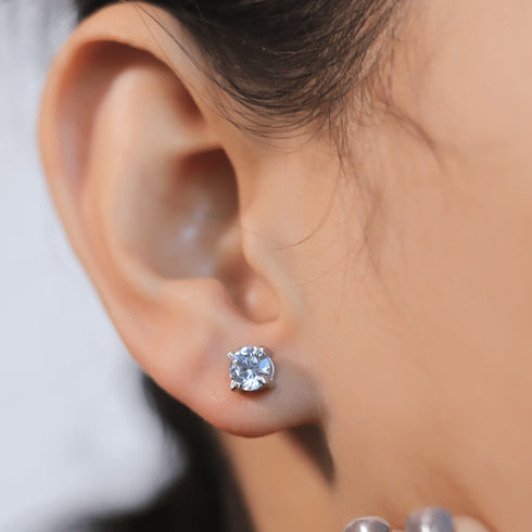 Zarkan Single Zircon Silver Studs
