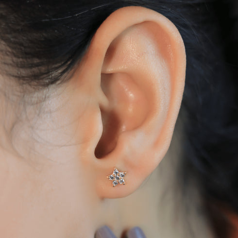 Zarkan Golden Star 925 Silver Studs