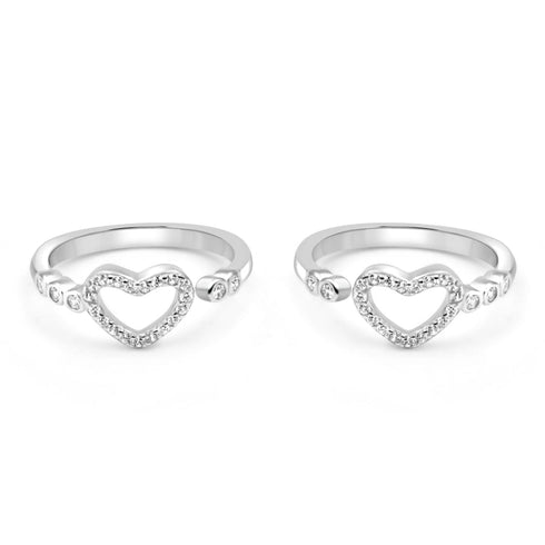 Zarkan Locked Heart Silver Toe Rings