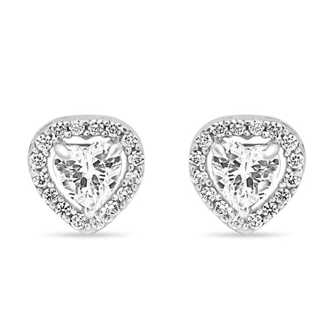 Zarkan Zircon Heart Cute Silver Studs