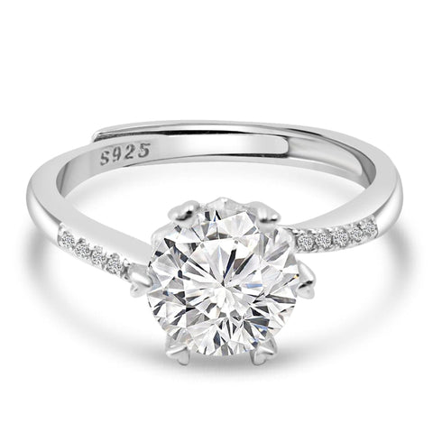 Zarkan 925 Silver Minimal Solitaire American Diamond Ring