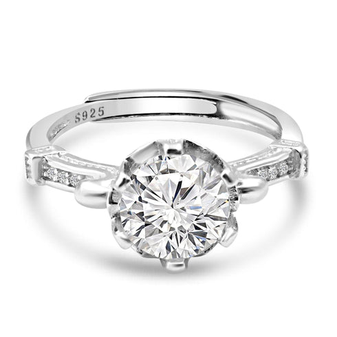 Zarkan 925 Silver Statement Solitaire American Diamond Ring