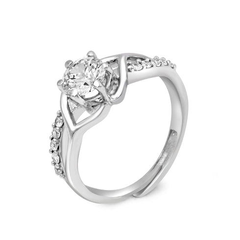 Moissanite Diamond 1 Carat Silver Solitaire Ring For Your Queen for women - Free Size