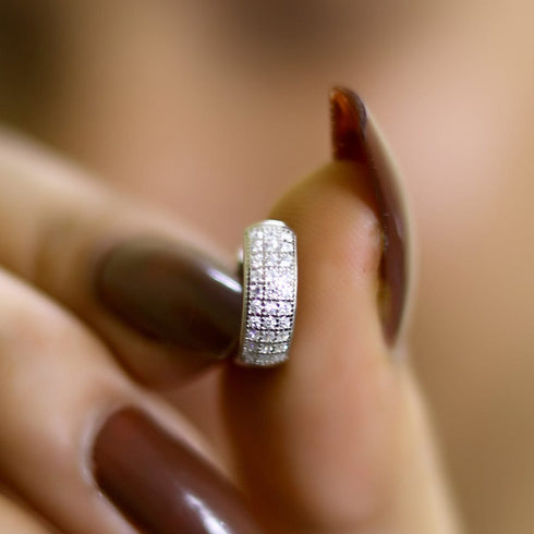 Zarkan Triple Line Solid Pure Silver Earrings