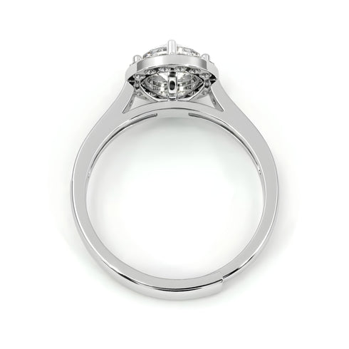 0.75 Carat Moissanite Diamond Round Rays Silver Ring for women - Free Size