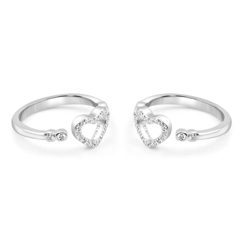 Zarkan Locked Heart Silver Toe Rings