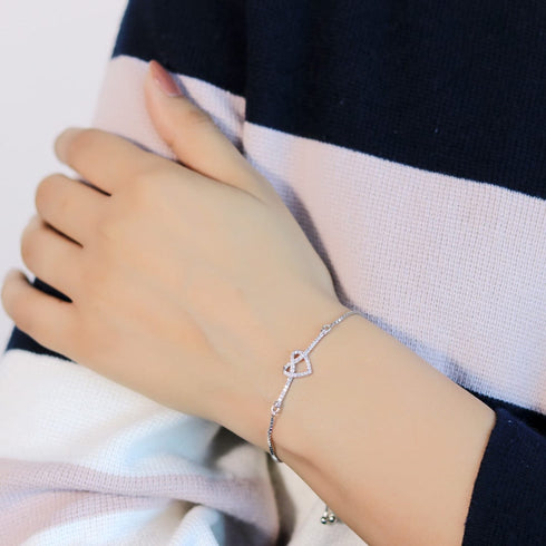 Zarkan Infinity Heart Silver Bracelet