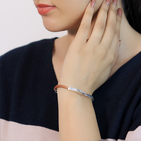 Zarkan Forever Knot Brown Silver Bracelet