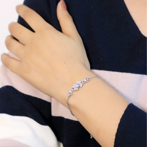 Zarkan Bits of Bloom Zircon Silver Bracelet